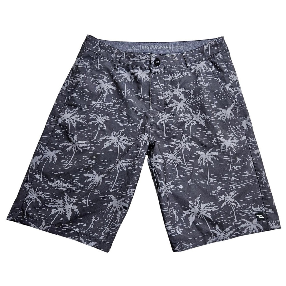 Rip Curl Boardwalk AOP Charcoal Grey Palm Tree Hybrid Walkshorts CWAGS9 Size 31